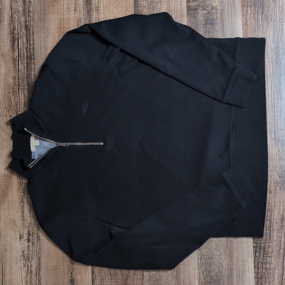 Burberry Brit 1/4 Zip Long Sleeve Pullover Size XL in Black 100% Pima Cotton - Picture 1 of 8